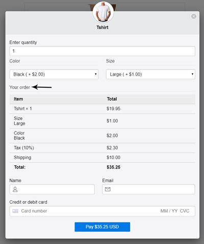 Displaying Additional Order Details on Payment Popup - Payments